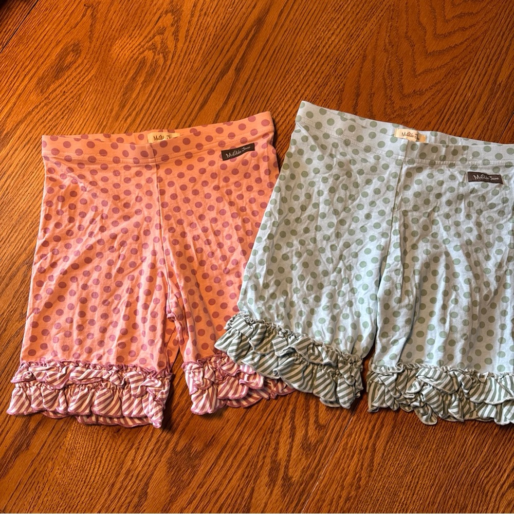 Matilda Jane Pink Polka Dot & Green Polka Dot Ruffle Shorts